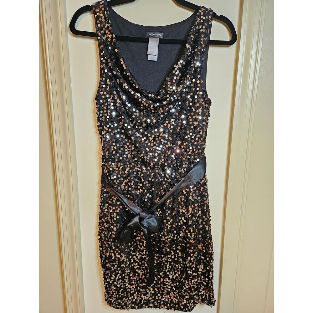 Bisou Bisou Sequenced Black Mini Dress Size 4